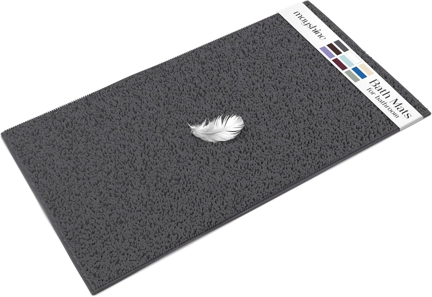 Soft Plush Chenille Bathroom Rug, Absorbent Microfiber Bath Mat, Machine Washable, Non-Slip Grip, Quick-Dry, Thick Shag Carpet Great for Bath, Shower Floor, Bedroom, or Door Mat (Beige, 17x24)