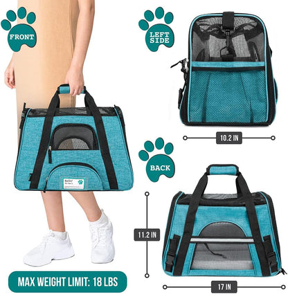 Premium Airline Approved Soft-Sided Pet Travel Carrier by PetAmi | Ventilated, Comfortable Design with Safety Features | Perfect For Plane or Car | Ideal for Small to Medium Sized Cats, Dogs, and Pets