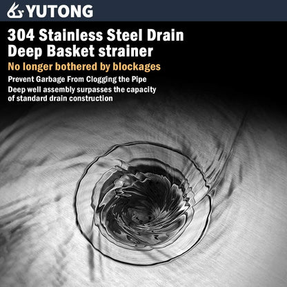 Yutong 16" x 20" Top-Mount/Drop in SS304 Stainless Steel Kitchen Black Sink Single Bowl Without Grid