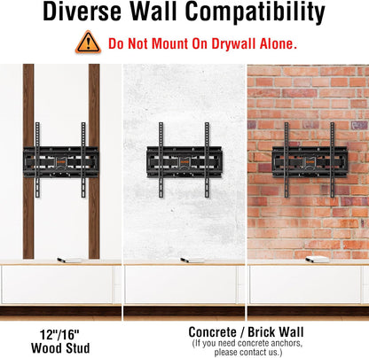 ELIVED UL Listed TV Wall Mount for Most 26-65 Inch tvs, Full Motion TV Mount with Swivel and Tilt, Wall Mount Bracket Max VESA 400x400mm, Holds up to 99 lbs.