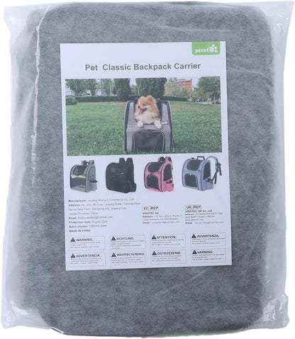 Pecute Cat Backpack with Breathable Mesh, Dog Backpack Carrier with Multi-Pockets for Cats Puppies, Pet Backpack Carrier for Travel Hiking Camping Outdoor （Gray）