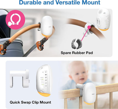 VTech Sound and Motion Stroller, 3-Level Rocking Motion, Stroller and Crib Mount, IPX2 Waterproof and Drip Resistant, Rechargeable Battery, Auto-Off Timer, Amber Night Light: V-Hush Rocker VR1