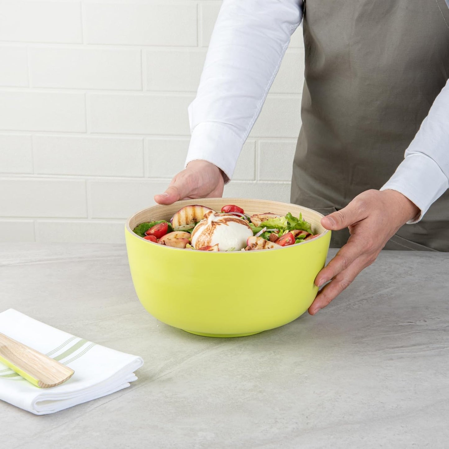 Restaurantware-Bambuddha 15 Ounce Small Salad Bowl, 1 Heavy-Duty Round Salad Bowl - Sustainable, Reusable, Black Bamboo Serving Dish, for Serving Salads, Fruits, and Appetizers