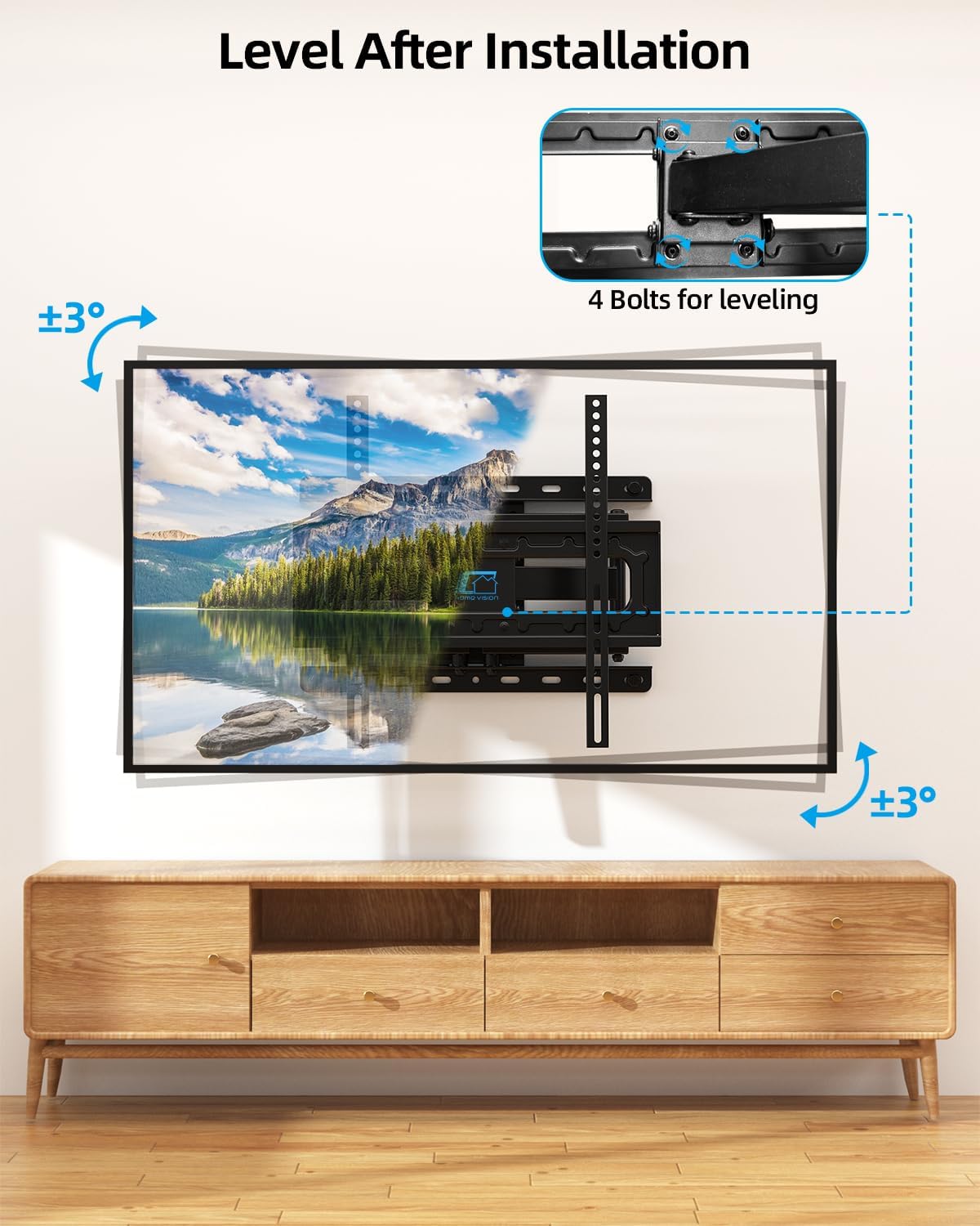HOME VISION Full Motion TV Wall Mount for Most 26-70 Inch TVs Up to 132 LBS, Max VESA 400x400mm, Wall Mount TV Bracket with Swivel Extension Articulating Tilting Level, TV Mount Fit 12" 16" Wood Studs