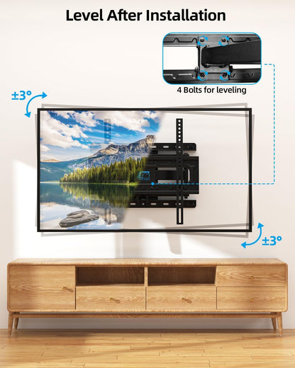 HOME VISION Full Motion TV Wall Mount for Most 26-70 Inch TVs Up to 132 LBS, Max VESA 400x400mm, Wall Mount TV Bracket with Swivel Extension Articulating Tilting Level, TV Mount Fit 12" 16" Wood Studs