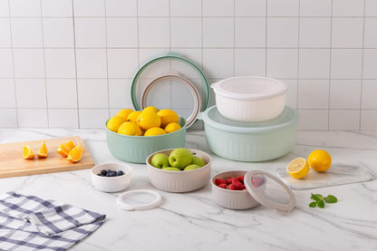 COOK WITH COLOR Prep Bowls with Lids- 8 Piece Nesting Plastic Small Mixing Bowl Set with Lids (Teal Ombre)