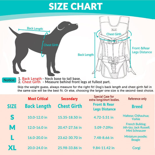 SlowTon Dog Carrier Backpack for Small Medium Dogs, Legs Out & Easy-Fit Dog Cat Puppy Front Carriers Bag for Pet Up to 35lbs, Adjustable Breathable Pet Backpack for Traveling Camping Hiking - PuriLite