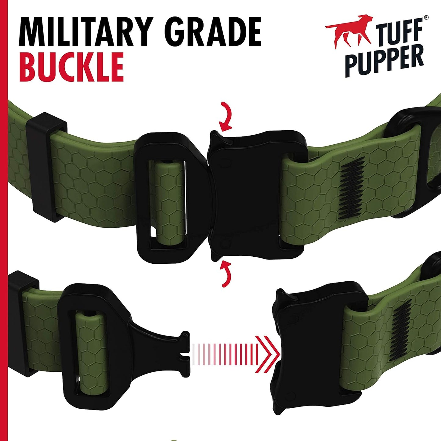 Tuff Pupper Waterproof Action Collar for Dogs | Heavy Duty Water Proof Dog Collar | Tear Proof & Odor Free | Rust-Proof Metal Hardware | Tactical Quick Release Buckle | for Adventurous, Active Dogs
