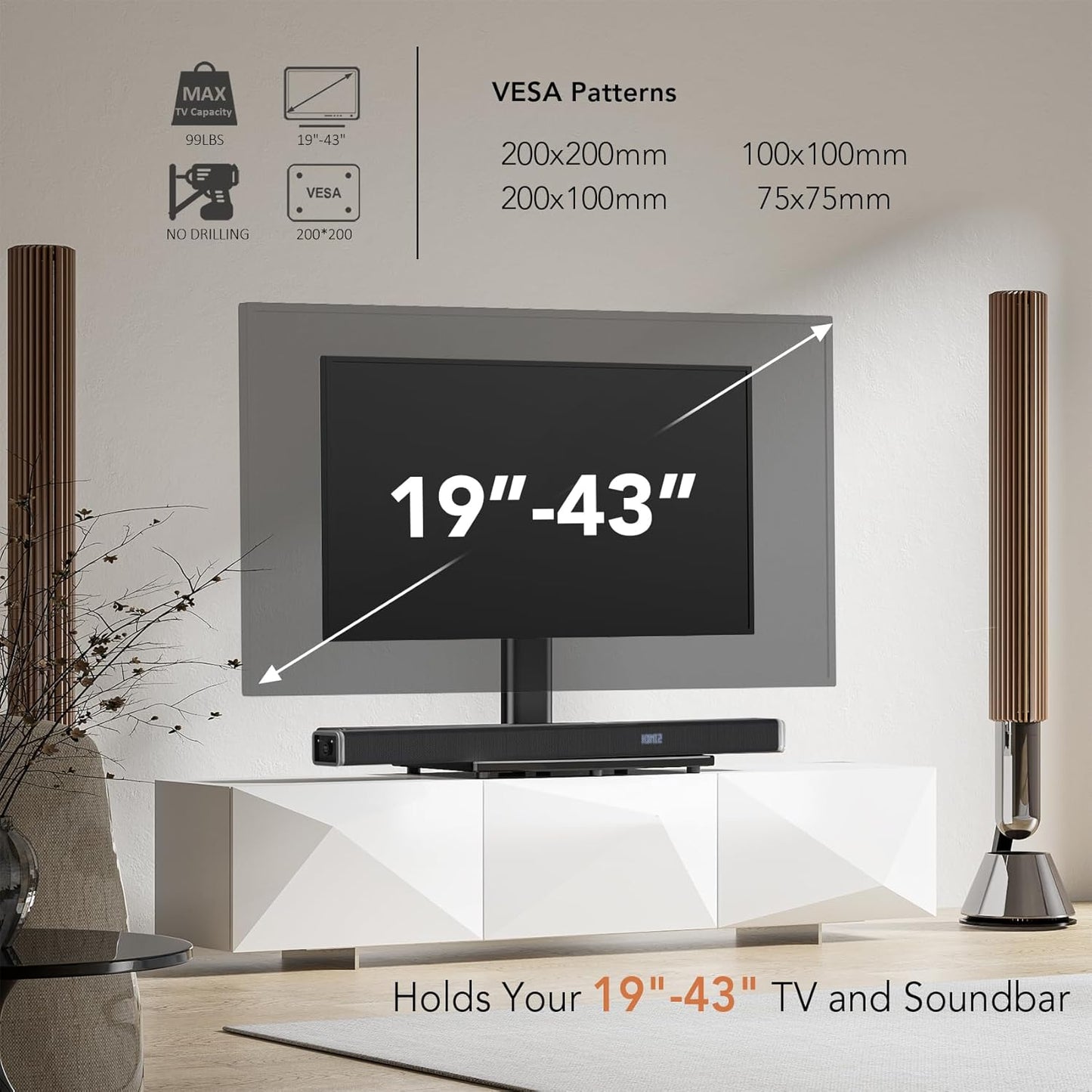 Purilite Select Universal Swivel Tabletop TV Stand