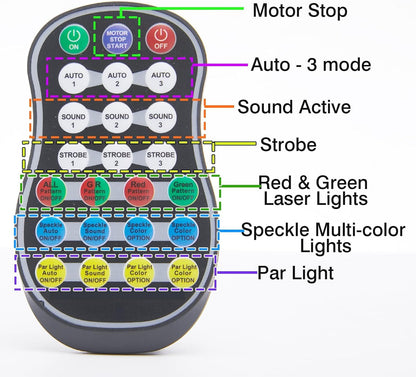 DJ Disco Light, Stage Party Lights, Rechargeable Laser Light Sound Activated RGB Led Flash Strobe Projector with Remote Control for Christmas Karaoke Pub KTV Bar Birthday Wedding