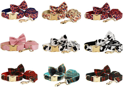 Custom Dog Collar with Metal Buckle - Pet Collars Personalized with Name and Phone Number (Plaid)
