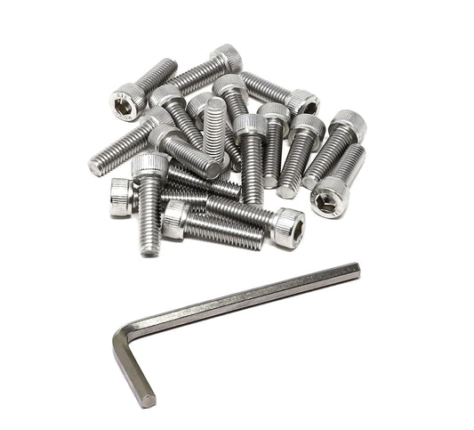 iexcell 25 Pcs M6 x 20mm Thread Pitch 1 mm Stainless Steel 304 Hex Socket Head Cap Screws Bolts Kit - PuriLite