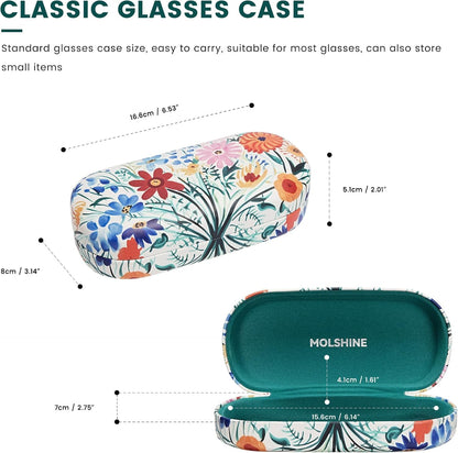 molshine Hard Shell Leather Sunglasses Case,Classic Large Glasses Case for Women Men,Sunglass Eyeglasses