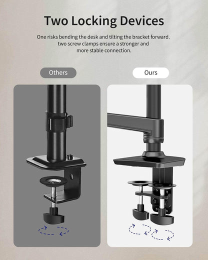 ErgoUnion Dual Monitor Stand for Desk, Vertical Dual Monitor Mount with Wide Range of Motion, Dual Monitor Arm for 17-40" Screen up to 25 lbs Each, Computer Monitor Stand for 2 Monitors - Black