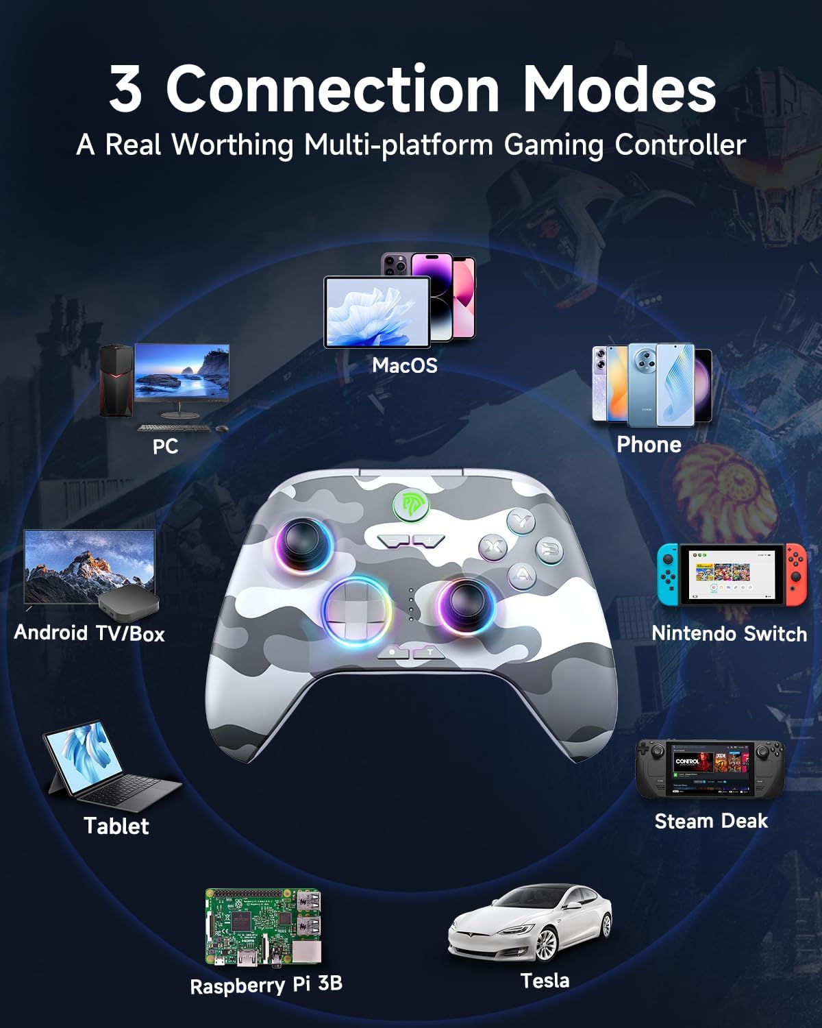 EasySMX X15 PC Controller - Enhanced Wireless Bluetooth Controller with Hall Joysticks/Hall Triggers/RGB Lighting - No Stick Drift, No Dead Zone - Work for Windows PC, Android, Steam and Switch