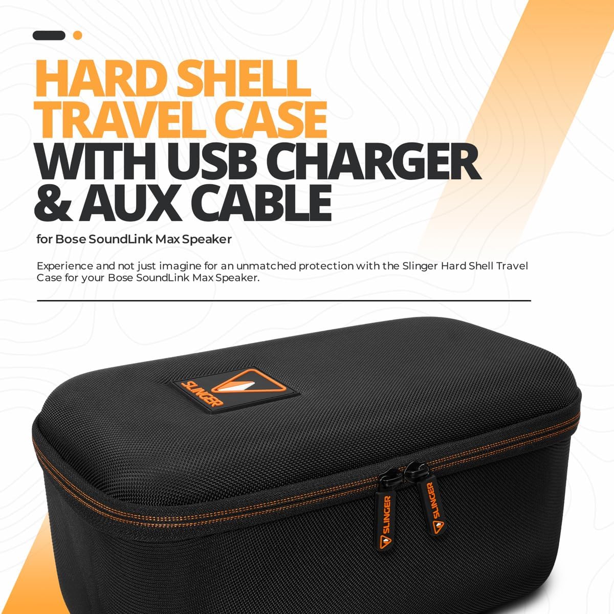 Bose SoundLink Max Portable Speaker, Large Waterproof Bluetooth Speaker, Up to 20 Hours of Battery Life, USB-C, Built-in 3.5mm AUX Input, + Hard Shell Travel Case + USB Plug + AUX Cable (Black)