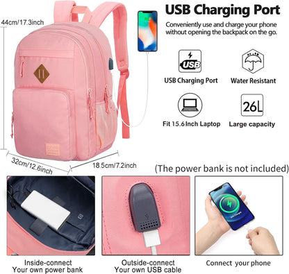 KEOFID classic carry-on travel backpack for men and women, Anti theft laptop backpack with USB charging port, large backpack for college(dark black）