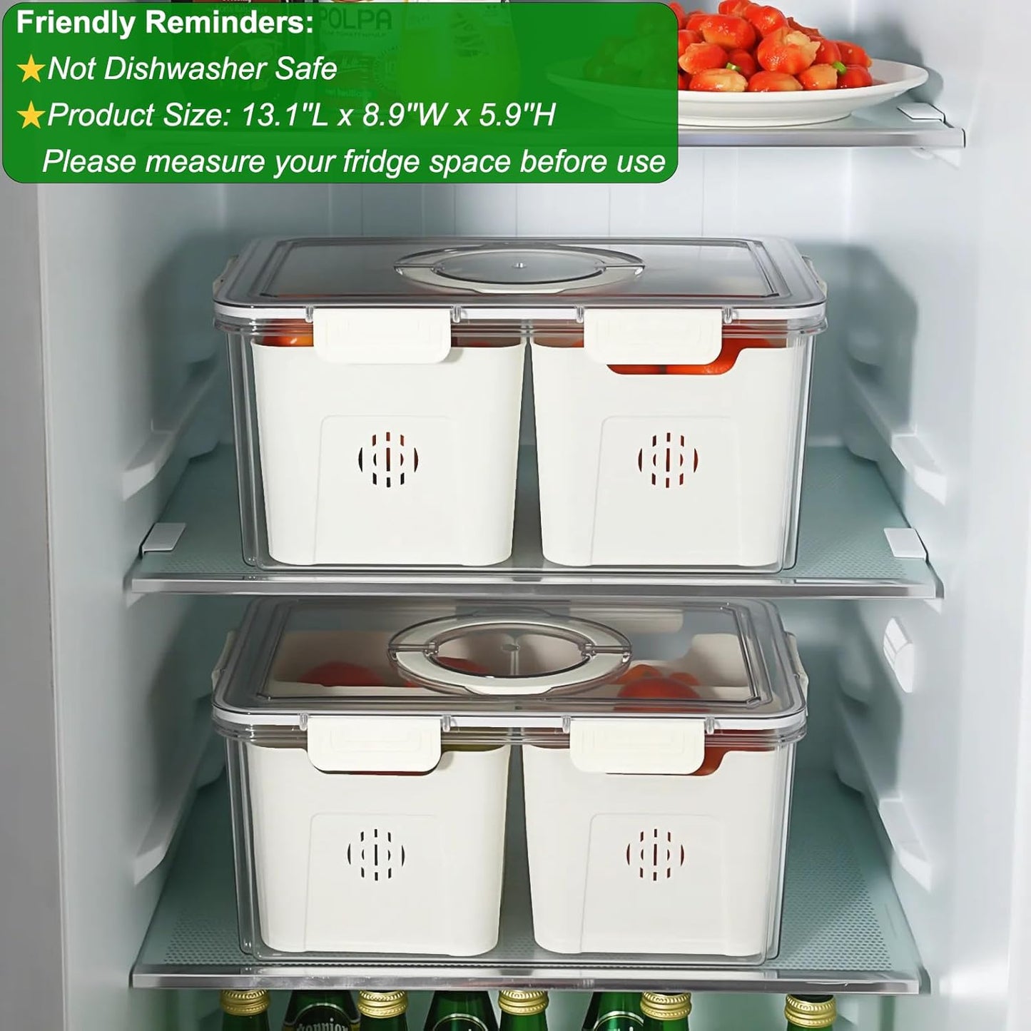 Taiuloo Divided Serving Tray with Lid & Handle, Airtight 6 Compartment Snackle Box Charcuterie Container, Fridge Organizer Bins, Food Storage Container Veggie Tray for Snack, Fruit, Salad, Nut