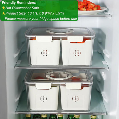 Taiuloo Divided Serving Tray with Lid & Handle, Airtight 6 Compartment Snackle Box Charcuterie Container, Fridge Organizer Bins, Food Storage Container Veggie Tray for Snack, Fruit, Salad, Nut