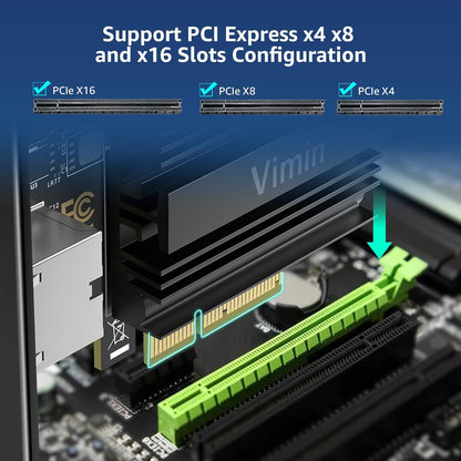 10G PCI-E Network Card with 10Gbps Dual RJ45 Ports, Intel X540-T2 Conrtoller, VIMIN 10Gb Ethernet Adapter Card Compatible with PCI Express X8, X16, Support Windows/Windows Server/Linux/VMware