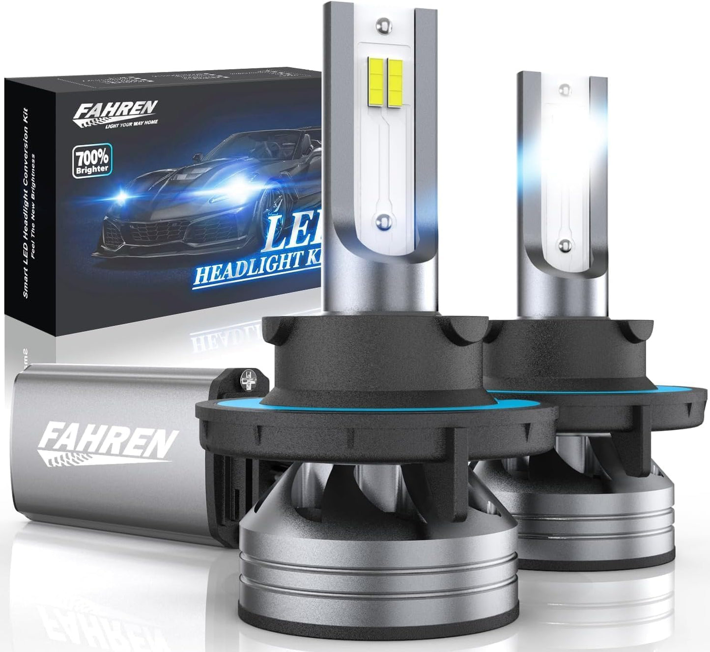 FAHREN H11 H9 LED Headlight Bulbs, 40000LM Super Bright H11 LED Bulb with Canbus Driver, 360° Adjustable Light Angle Halogen Replacement Kit, 6500K White IP68 Waterproof, Pack of 2