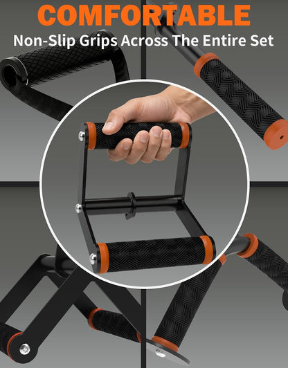 Fitarc Cable Machine Attachment Set for Home Gym, LAT Pulldown & Tricep Pushdown Attachments with D Handle, V Bar, Tricep Rope, Straight Bar, Stirrup Handles, Ankle Strap & Lifting Straps