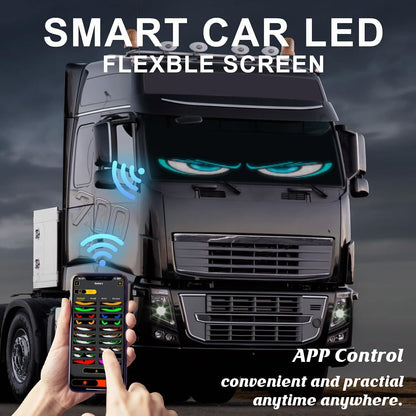Devil's Eye:23.42"x4.72" Programmable ojos led para carro Windshield Display for Sedans, SUVs & Medium Trucks - USB-Powered LED Matrix Panel, Remote/App Control, Custom Car