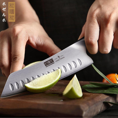 HOSHANHO 7 Inch Japanese Chef Knife, Ultra Sharp High Carbon Stainless Steel Kitchen Knife, Professional Santoku Knives with Ergonomic Pakkawood Handle