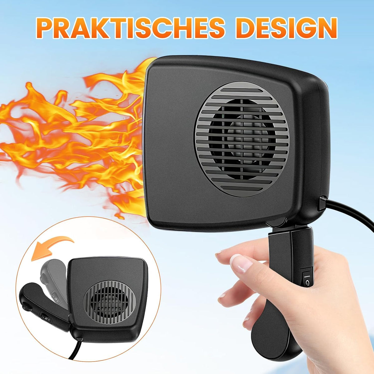 Blytra 200W 12V Portable Car Heater for Winter, Dual Heating and Cooling Auto Fan, Rapid Windshield Defroster and Defogger with 360° Rotatable Airflow, Compact Design for Vehicle Comfort,1