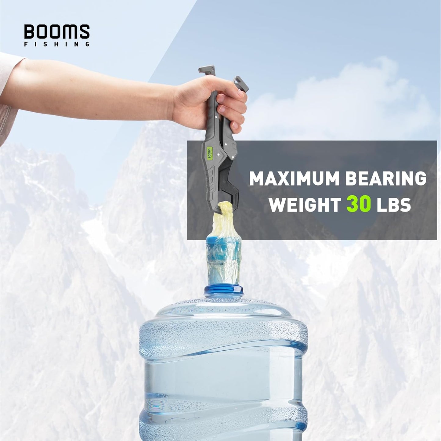 Booms Fishing G05 Fish Lip Gripper Saltwater, 9.4" Plastic Catfish Grippers Pliers, Fish Grabber Tool with Lanyard, Fish Grips for Kayak Fishing Accessories, Great Fish Holder for Caught Fish
