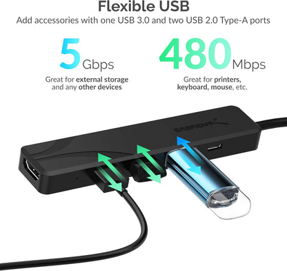 SABRENT16 Port USB hub 3.2 x1 and Charger 90W, with Power Adapter, Fast Powered Data hub, Multiple USB Charging, USB Docking Station, multiport hubs, LEDs on/Off Switch, Mount Bracket Included