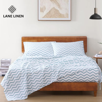 Lane Linen 100% Organic Cotton Queen Sheet Set, 4-Piece Percale Bed Sheets for Queen Bed - Soft, Breathable, Hypoallergenic, Deep Pocket Fits Mattress Up to 15" Deep, Hotel Quality Sheets - White
