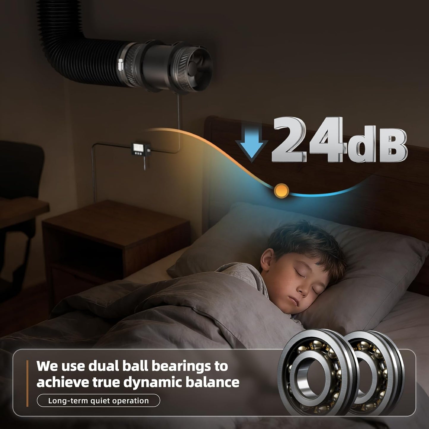 4-Inch Inline Duct Booster Fan | Temperature & Humidity Sensor with Remote Control