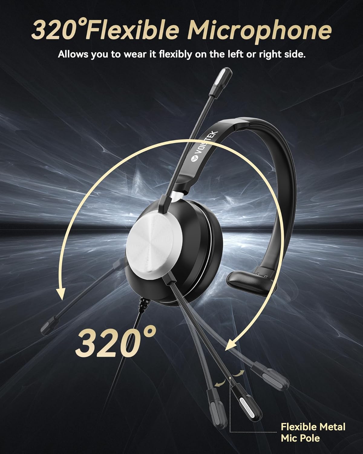 Voistek Computer HeadphonesWired USB C/3.5MM/USB Headset; with Noise Cancelling Microphone & Volume Controls Compatible with PC,Laptop,Mac,iPad,Home,Office,Meeting,Skype,Zoom(882F)
