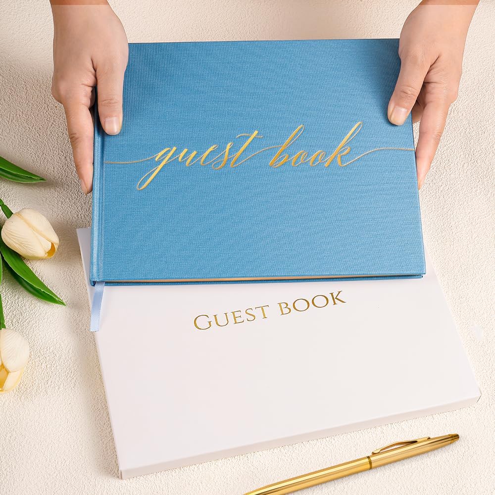 Wedding Guest Book,10 * 8in Guest Book for Wedding Receptions, Baby Shower, Funeral, Birthdays, and Celebration Events, 100Pages Polaroid Guest Book Wedding Decorations 2 Stickers and a Pen