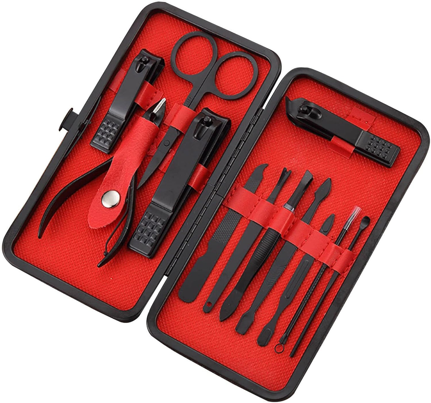 Manicure Set Nail Clippers Pedicure Kit -7PCS Stainless Steel Manicure Kit, Professional Grooming Kits, Nail Care Tools with Luxurious Travel Leather Case Gift Box (7, Black)