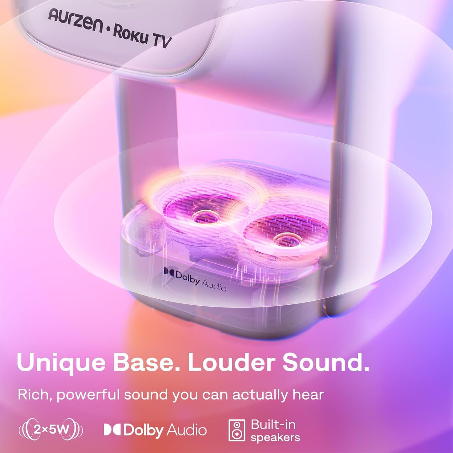 Aurzen D1R air Roku TV Mini Projector with USB-C Power, Roku Built-in & Official Apps, Portable Design & Flexible Stand, Native 1080P, DoIby Audio, Smart Projector for Home & Outdoor, White