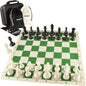 Oumoda 4" King Weighted Folding Chess Set – 20" Silicone Chess Board with 2.2" Squares, Staunton-Style Pieces, 2 Extra Queens & Carrying Case – Tournament-Ready Strategy Game for Adults & Kids - PuriLite