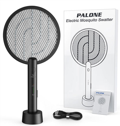 PALONE Bug Zapper Racket, 4000V Electric Fly Swatter, 2 in 1 Electric Zapper with USB Rechargeable, Fly Zapper for Kitchen, Home, Garden