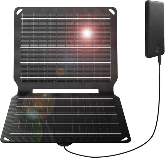 FlexSolar 10W Portable Solar Panels Charger 5V USB Small Foldable IP67 Waterproof Power Emergency Camping Backpacking Hiking for Phones iPads Power Banks