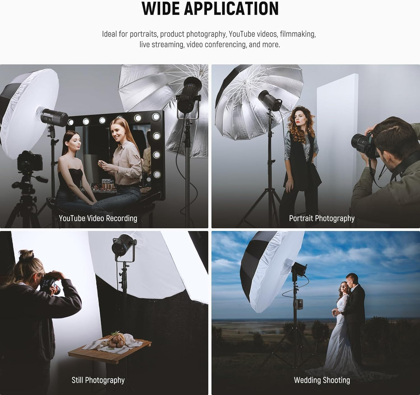 NEEWER 71"/180cm Parabolic Reflective Umbrella Photography with White Inner, Soft Lighting with Diffuser Cover, Bag, Quick Fold for Camera Photo Studio Video Light Shooting Monolight Flash, NS4U