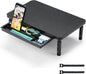 Adjustable Monitor Stand Riser with Storage Drawer, 3 Height Ergonomic Computer Monitor Stand for Desk, Wooden Desktop Monitor Shelf for Office and Home Use - PuriLite