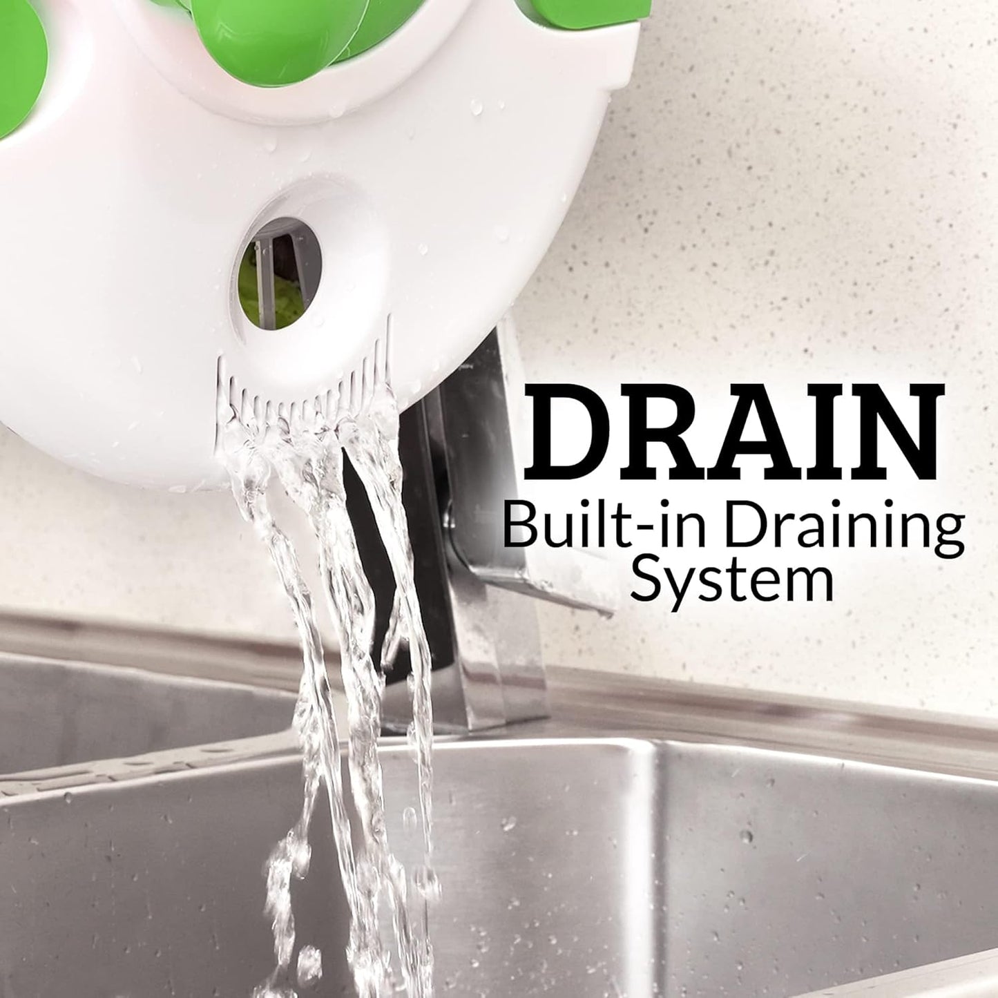 Zulay Kitchen Salad Spinner Large 5L Capacity - Manual Lettuce Spinner with Secure Lid Lock & Rotary Handle - Easy to Use Salad Spinners with Bowl, Colander & Built-in Draining System (Green)