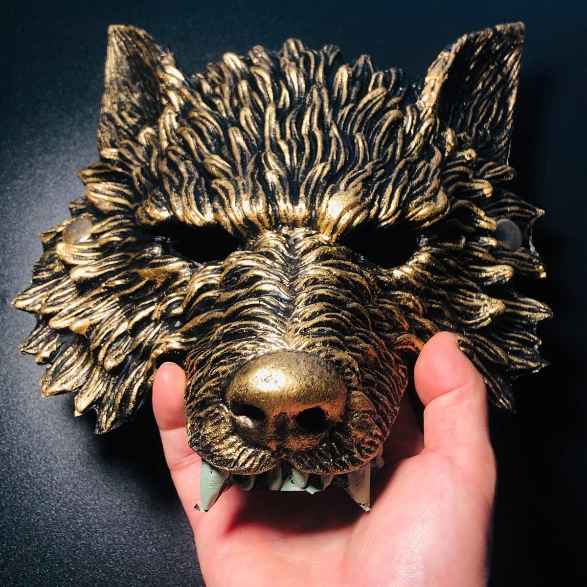 Alodidae Wolf Mask Half Face Werewolf Mask Animal Masquerade Masks for Men Adult Halloween Cosplay Costume