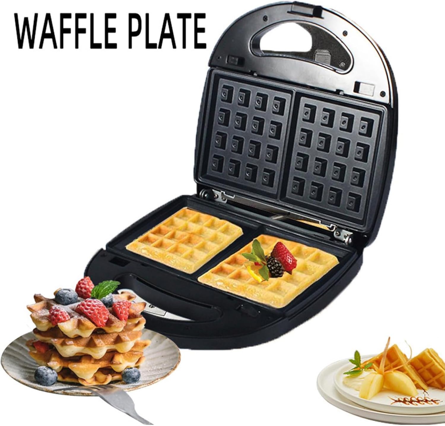 Panini Grill Press Breakfast Sandwich Waffles Omelets Maker 8 in 1 Multifunction Prevents Stick Dual Sided Heating Automatic Temperature Control Donut Cakes Maker (US Plug 110V) - PuriLite