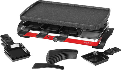 Starfrit The Rock Electric Raclette - 8 Person Party Grill - 8 Spatulas - Reversible Plate - 1500W