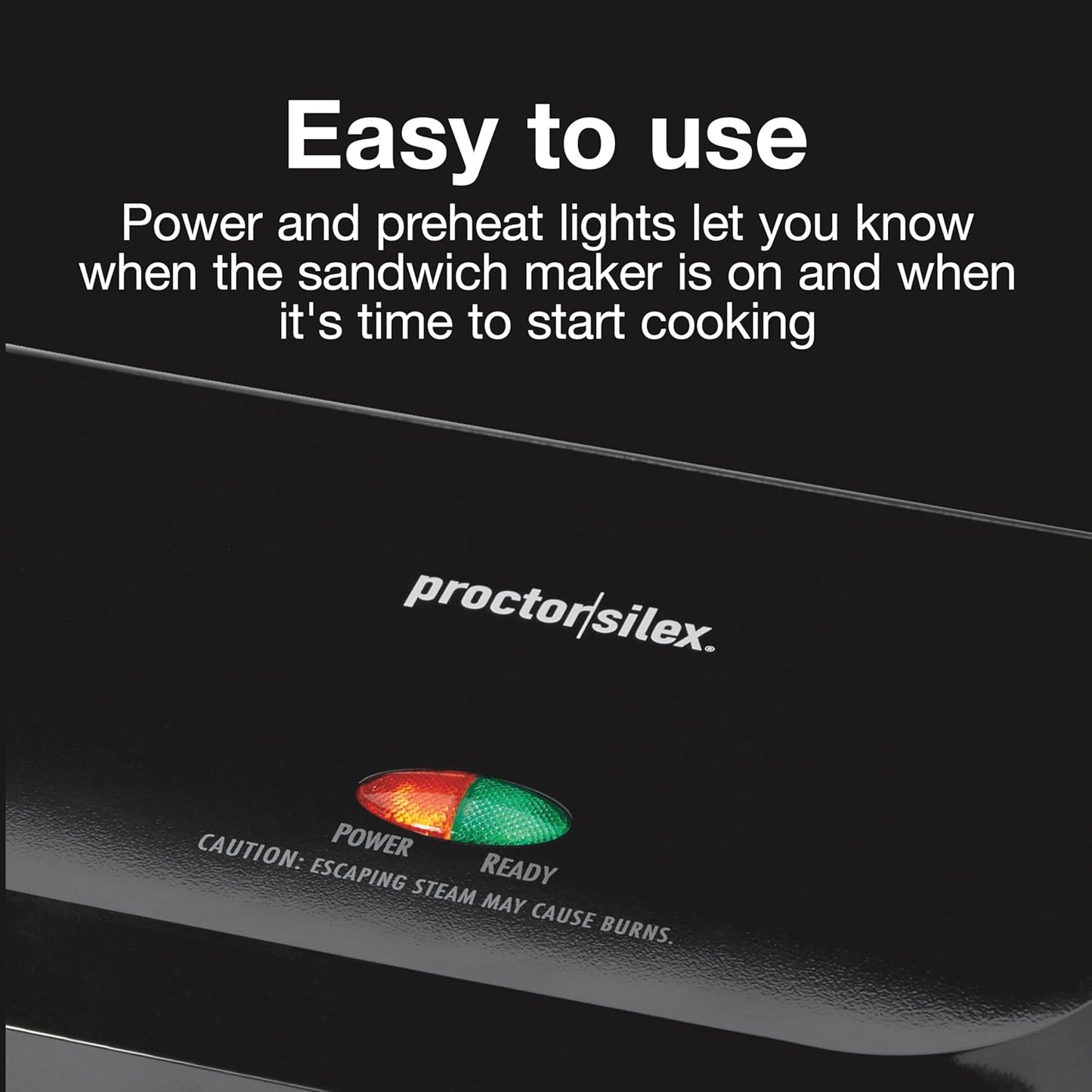 Proctor Silex 4 Serving Panini Press, Sandwich Maker and Compact Indoor Grill, Upright Storage, Easy Clean Nonstick Grids, Black (25440PS)