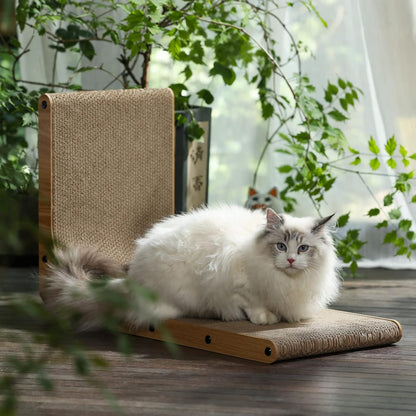 FUKUMARU Cat Scratcher, 26.8 Inch L Shaped Cat Scratch Pad for Indoor Cats | Vertical Cat Scratching Board with Ball Cat Toy, Cardboard Cat Scratcher for Wall Sofa Couch, Kitten Scratching Post, Large