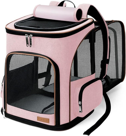 Lekesky Cat Backpack Expandable Dog Carrier Backpack Airline Approved Pet Backpack Carrier for Cats, Small Dogs, Puppies Under 13 Lbs, Grey