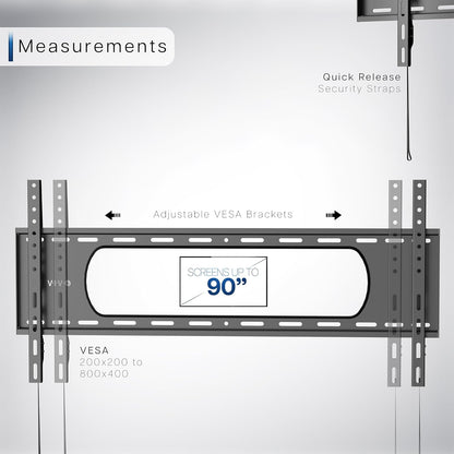 VIVO Extra Large Heavy Duty 43 to 100 inch LCD LED Curved and Flat Panel Screen, TV Wall Mount Bracket with Max 800x400mmmm VESA, Black, MOUNT-VW100F